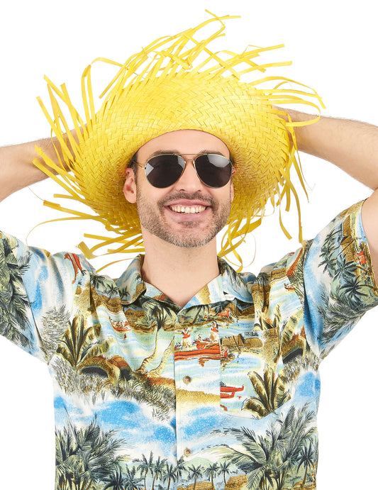 Chapeau Hawaï jaune adulte
