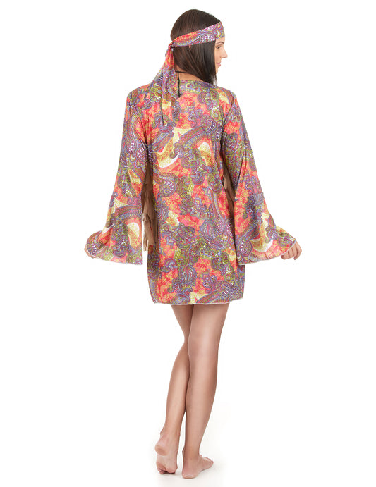 Déguisement hippie rouge et violet femme