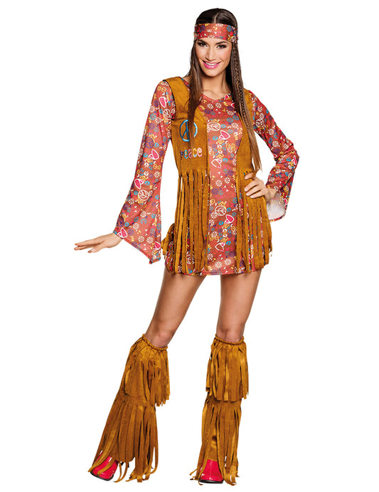 Déguisement hippie Peace à franges femme