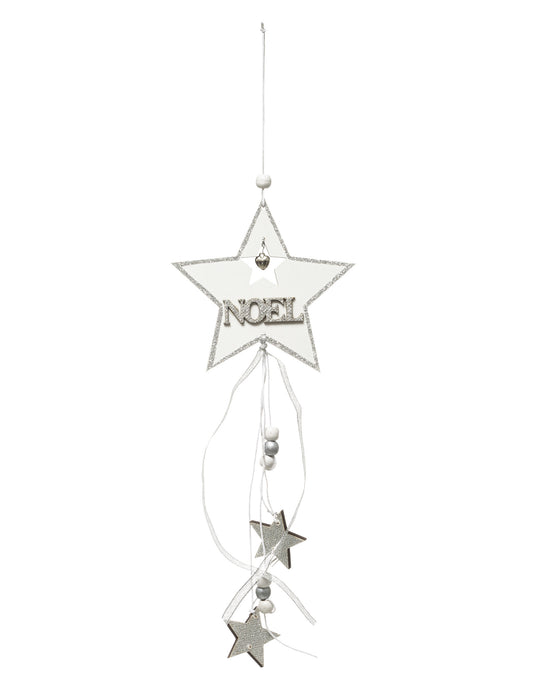Décoration à suspendre étoiles blanc et argent 35 cm