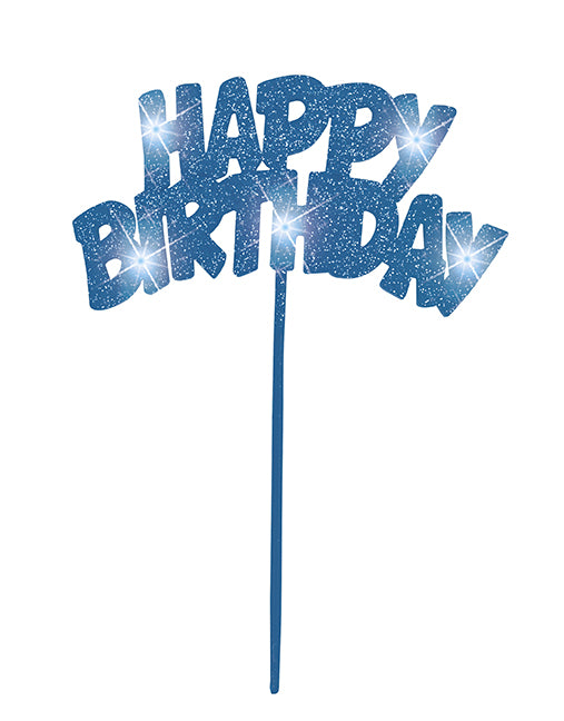 Décoration lumineuse bleue pour gâteaux Happy Birthday