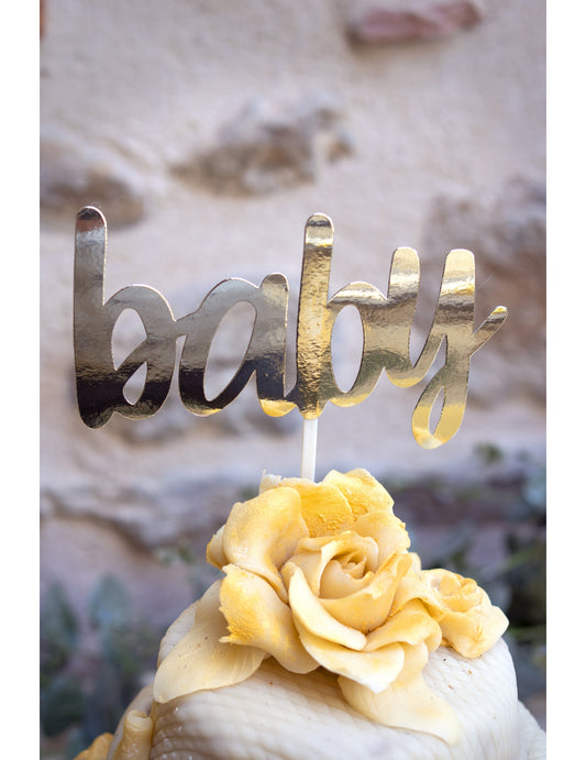 Décoration pour gâteau Baby doré métallisé