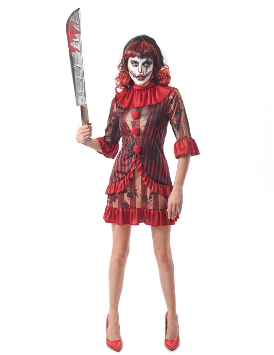 Déguisement clown terrifiant rouge femme
