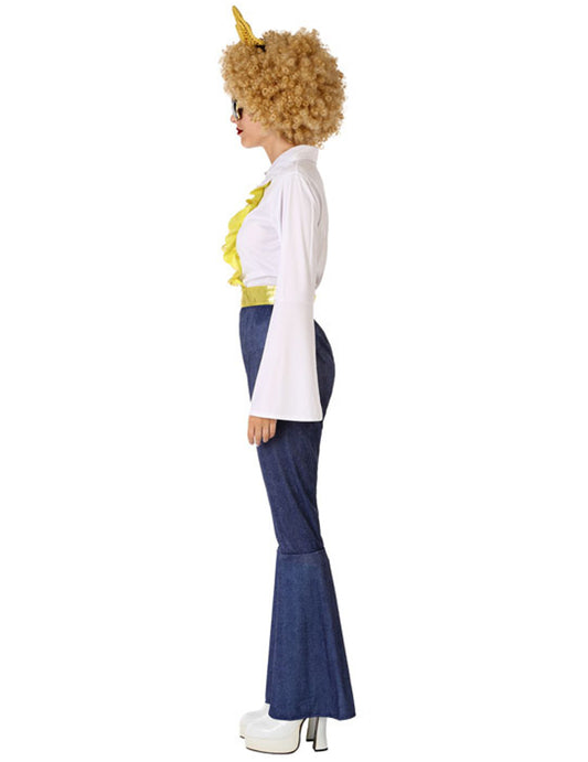 Déguisement disco effet jean et doré femme