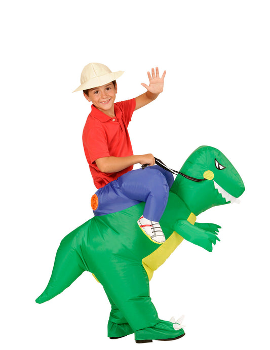 Déguisement explorateur à dos de dinosaure enfant