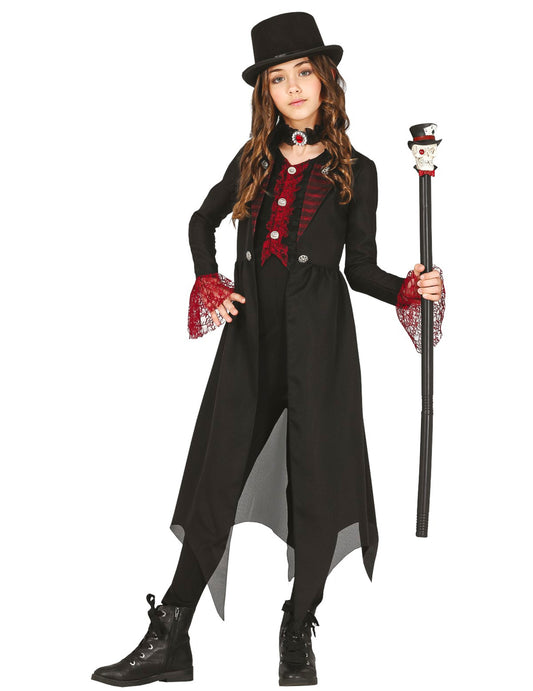 Déguisement gothique chic noir et rouge enfant