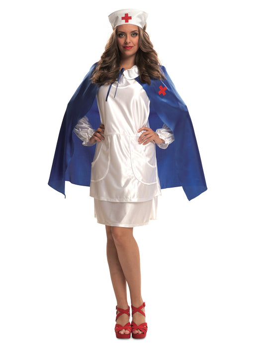 Déguisement infirmière avec cape et coiffe femme