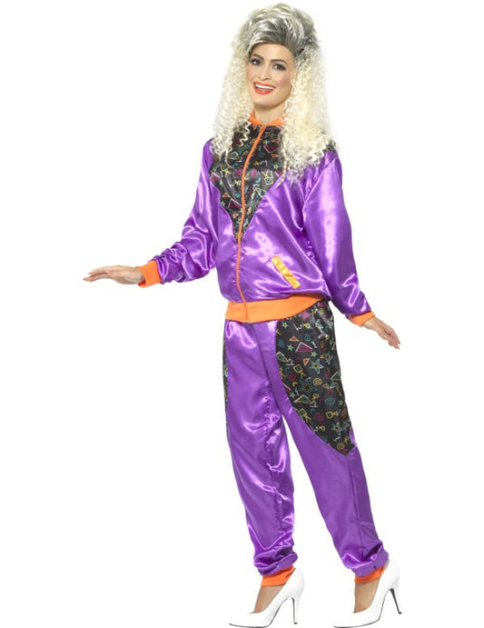 Déguisement jogging rétro violet femme