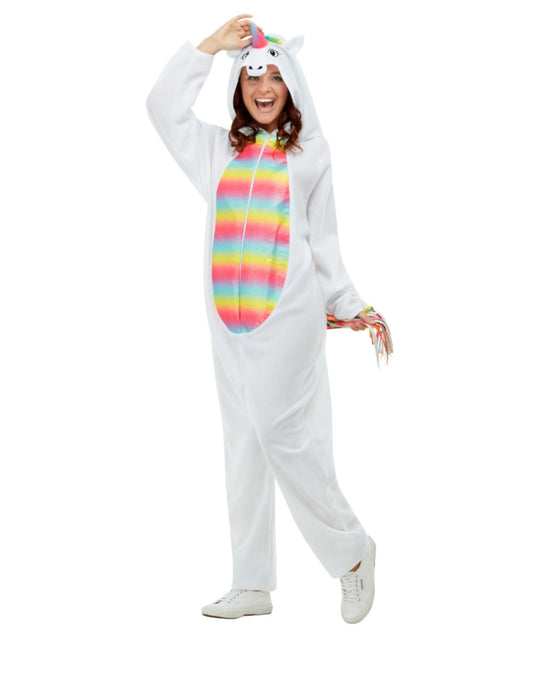 Déguisement licorne blanche et multicolore adulte
