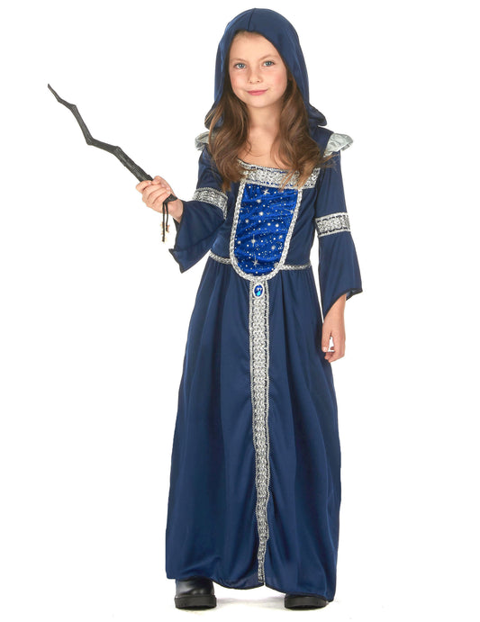 Déguisement magicienne bleu nuit fille