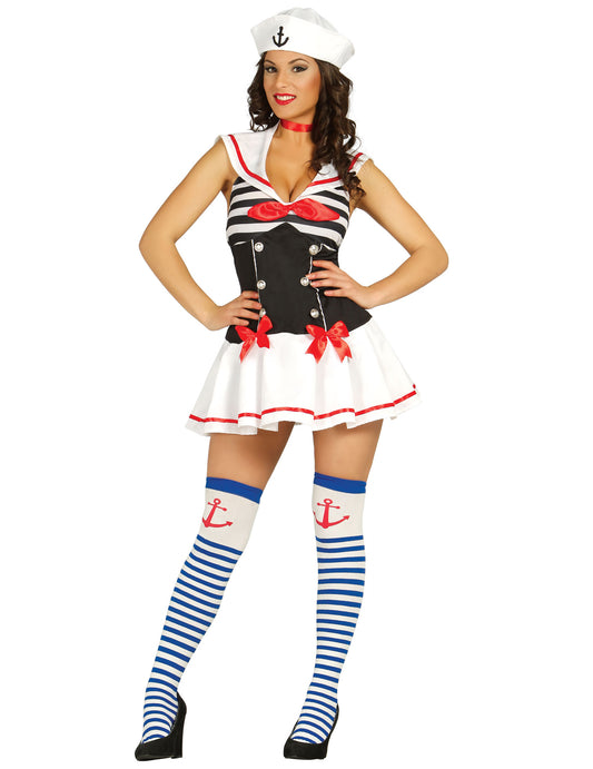Déguisement marin sexy noir et rouge femme