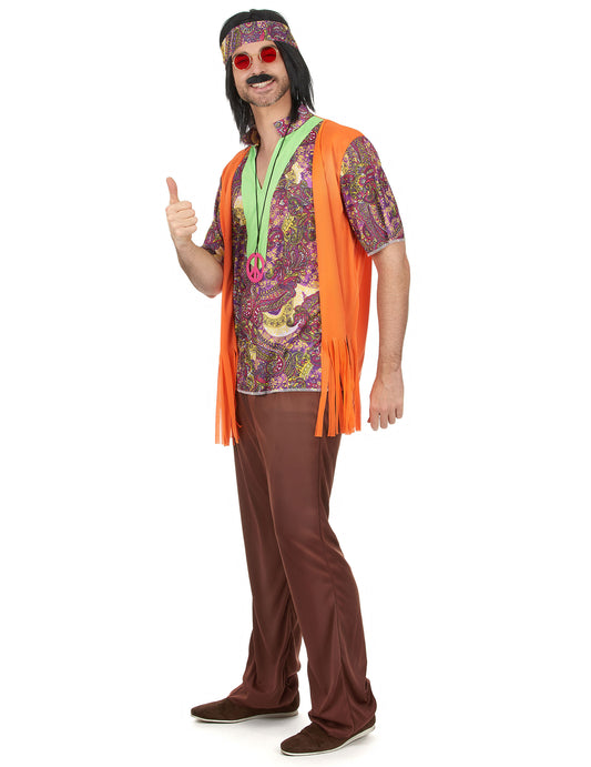 Déguisement hippie rose et marron homme