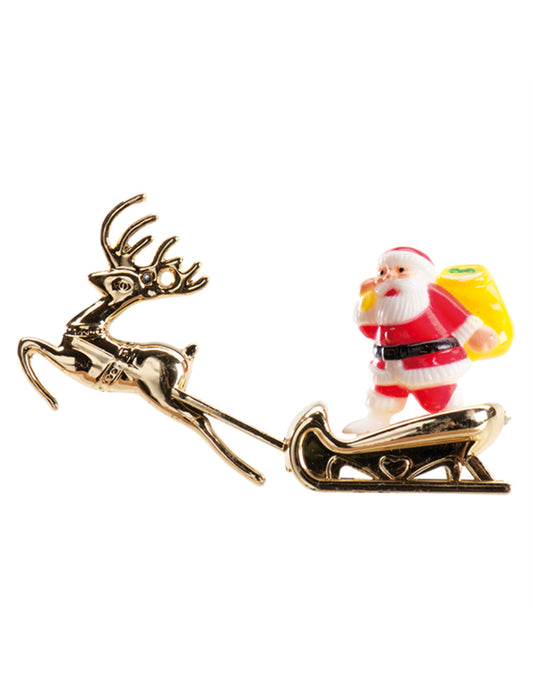 Décoration pour gâteaux traîneau du Père Noël doré 8,5 cm