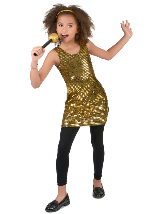Déguisement disco paillettes or fille