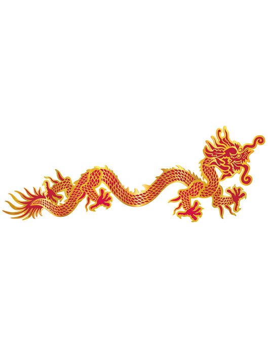 Décoration murale dragon rouge et or Nouvel an Chinois