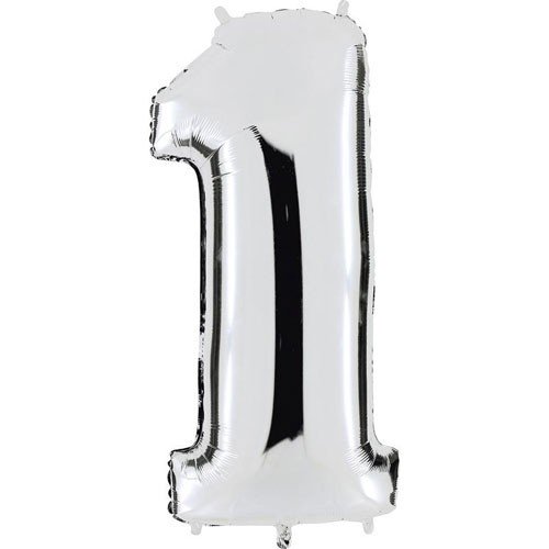 Ballon métallisé argent n°1, 102cm