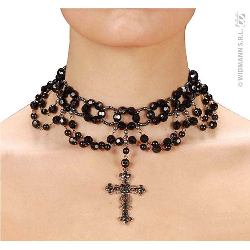 Black beaded gothic choker