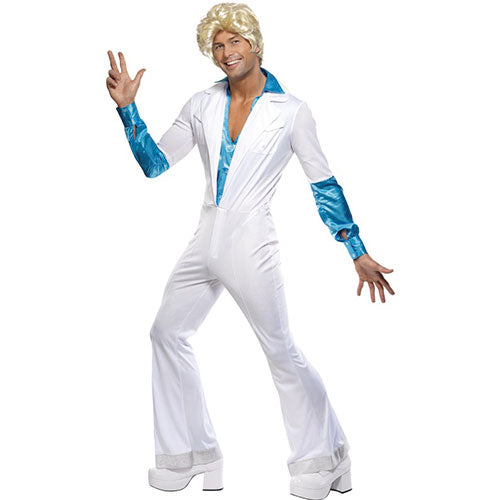 Blue white disco men's costume