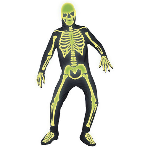 Déguisement homme squelette néon vert
