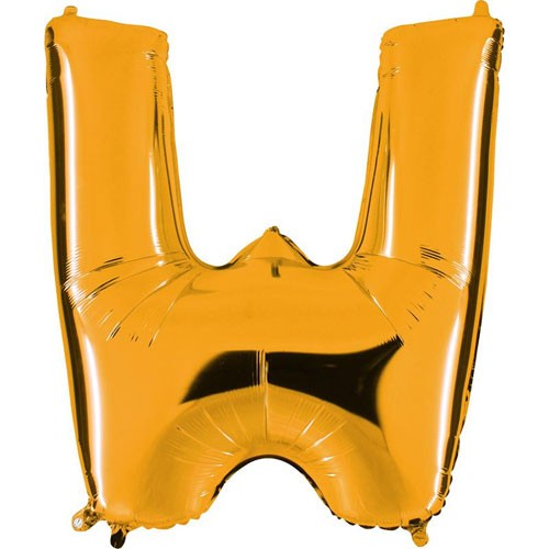 Letter W metallic gold balloon, 102cm