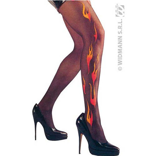 Collants noirs décor flamme