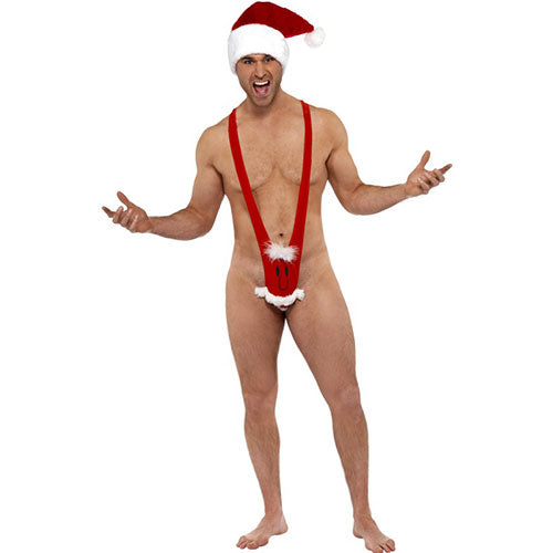 Déguisement homme slip Père Noël humour