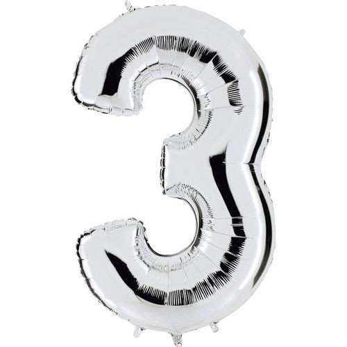 Silver metallic balloon n°3, 102cm
