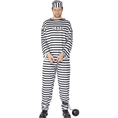 Striped prisoner men's costume