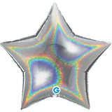 Ballon helium étoile holo argent 45 cm