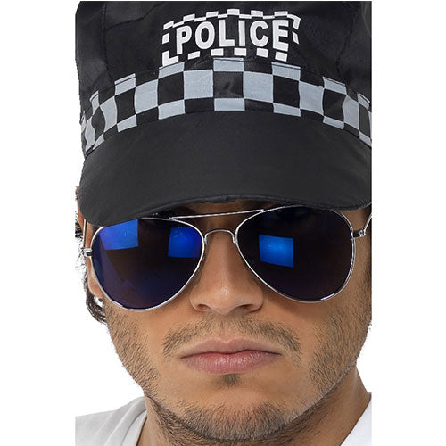 Silver blue aviator glasses