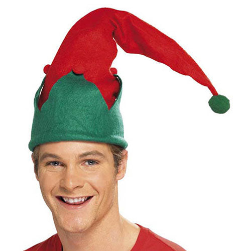 Bonnet long elfe de Noël rouge vert
