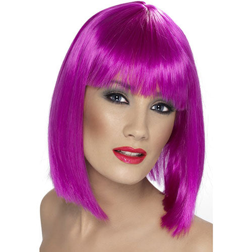 Perruque glam violet fluo