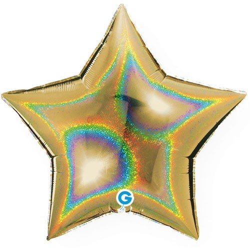 Ballon helium étoile holo or 45cm