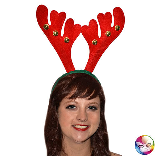 Red reindeer antler headband