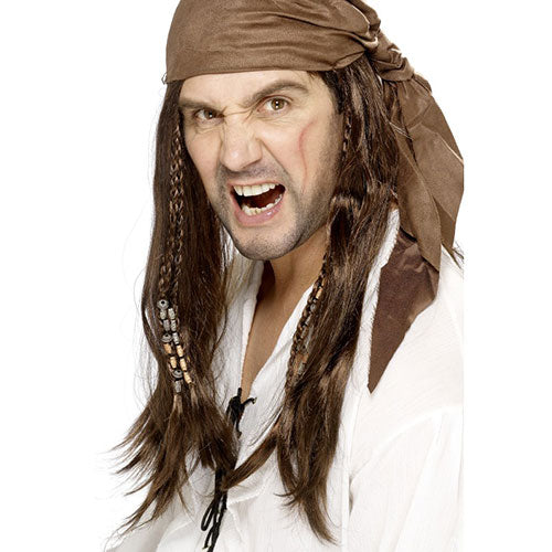 Brown buccaneer wig