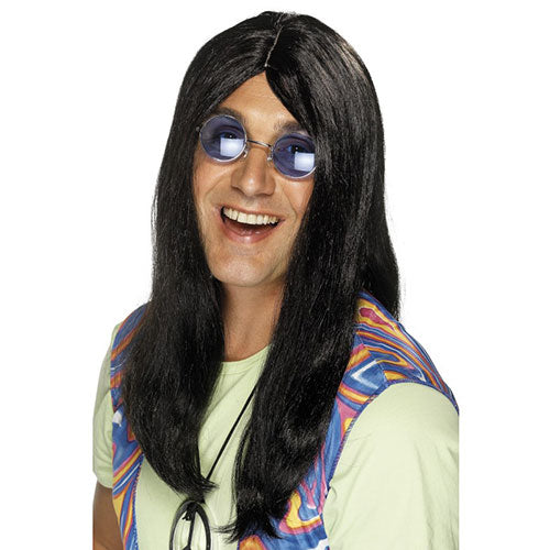 Black hippie groovy wig