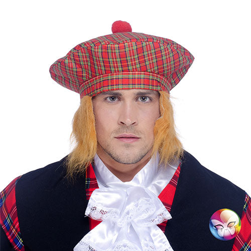 Red hair tartan beanie