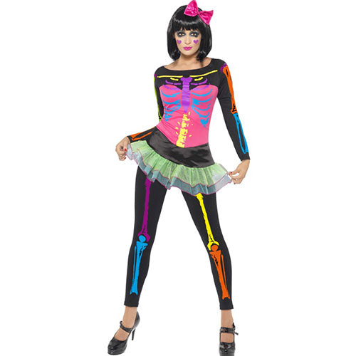 Neon Skeleton Woman Costume