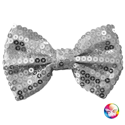 Silver sequin bow tie