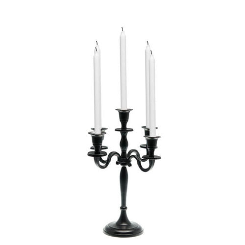 Black metal candlestick 30cm