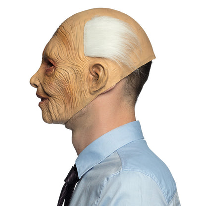 Masque Vieillard Ridé avec Cheveux Blancs pour Déguisement