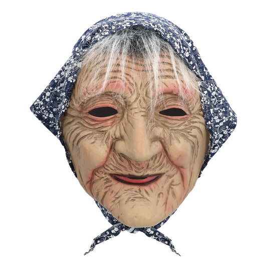 Masque Grand-mère Réaliste avec Foulard Fleuri