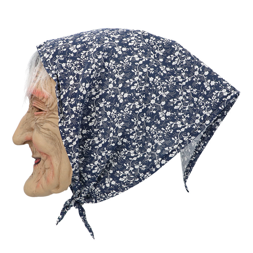 Masque Grand-mère Réaliste avec Foulard Fleuri
