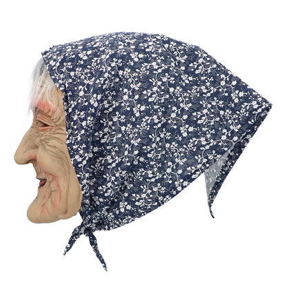 Masque Grand-mère Réaliste avec Foulard Fleuri