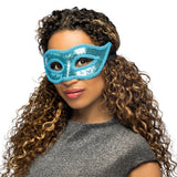 Masque Paillettes Bleu Turquoise - Accessoire Déguisement