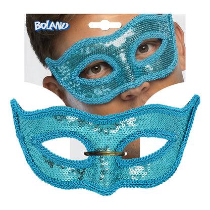 Masque Paillettes Bleu Turquoise - Accessoire Déguisement