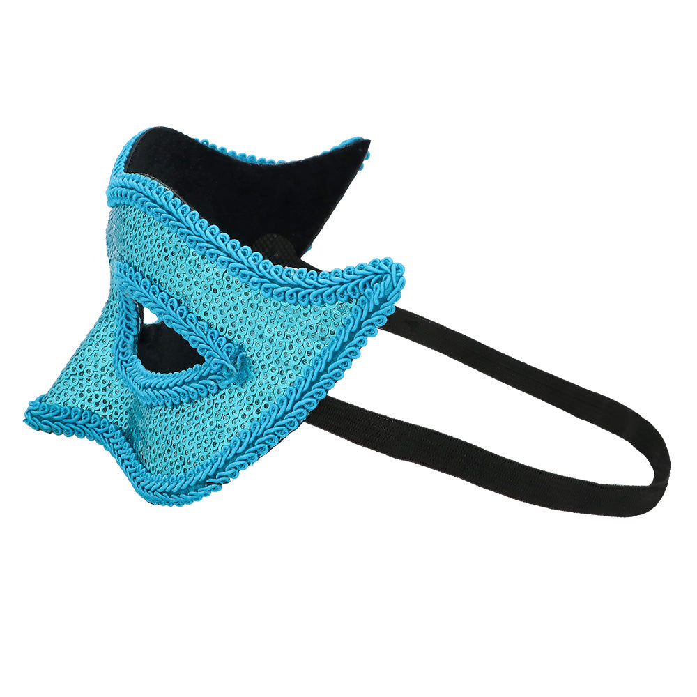 Masque Paillettes Bleu Turquoise - Accessoire Déguisement