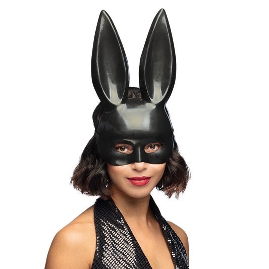 Masque Lapin Noir Brillant - Accessoire Déguisement Sexy
