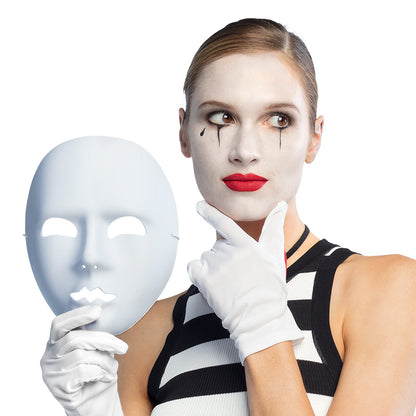 Masque Blanc Lisse - Déguisement Mime Pantomime
