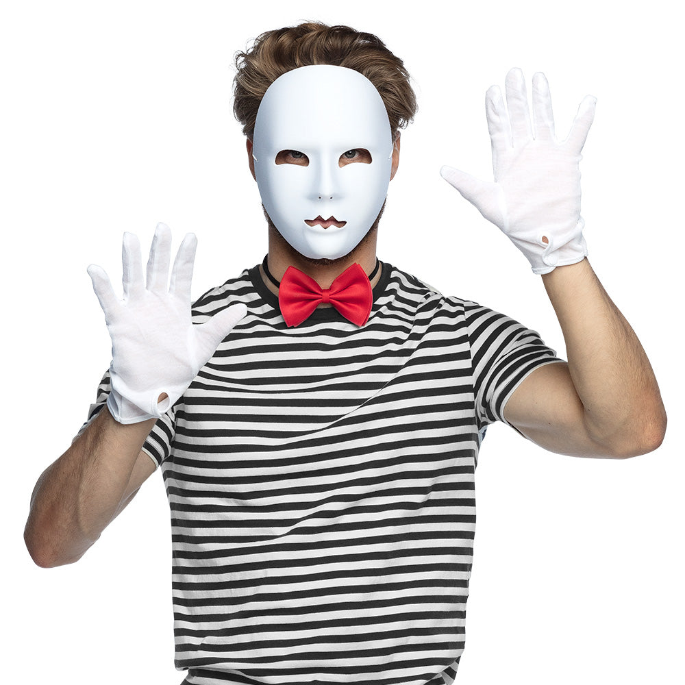 Masque Blanc Lisse - Déguisement Mime Pantomime